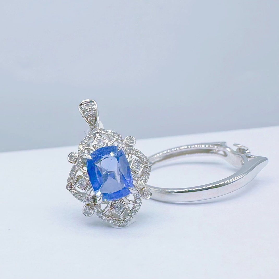 14k Gold 1.32 Ctw Natural Sapphire & Diamond Ring/pendant( Without Chain ) - 4