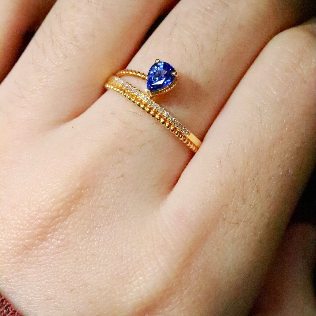 14k Gold 0.56 Ctw Natural Sapphire & Diamond Ring - 5