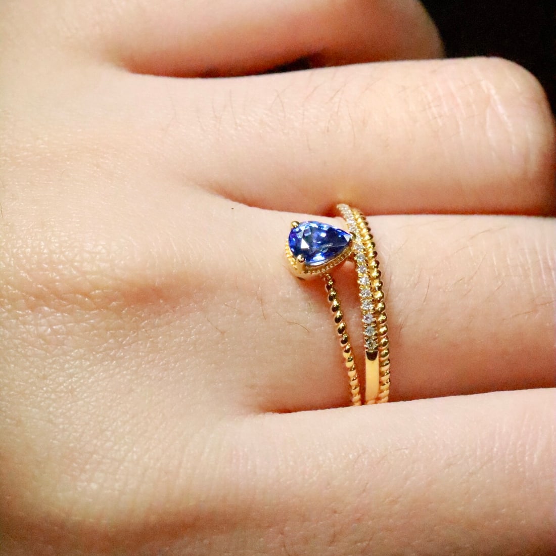 14k Gold 0.56 Ctw Natural Sapphire & Diamond Ring - 6