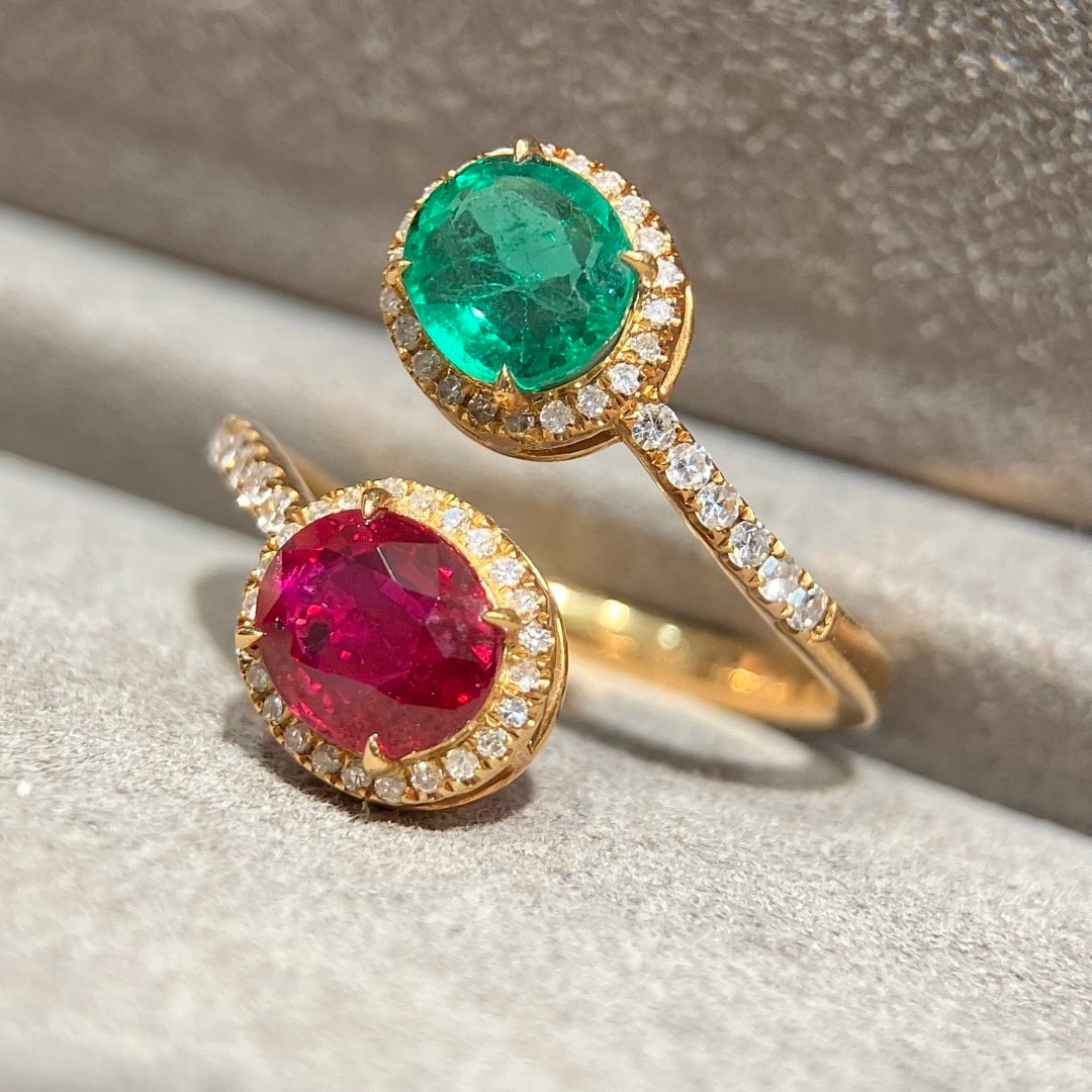 14k Gold 2.08 Ctw Natural Ruby & Emerald & Toi Et Moi Ring - 3