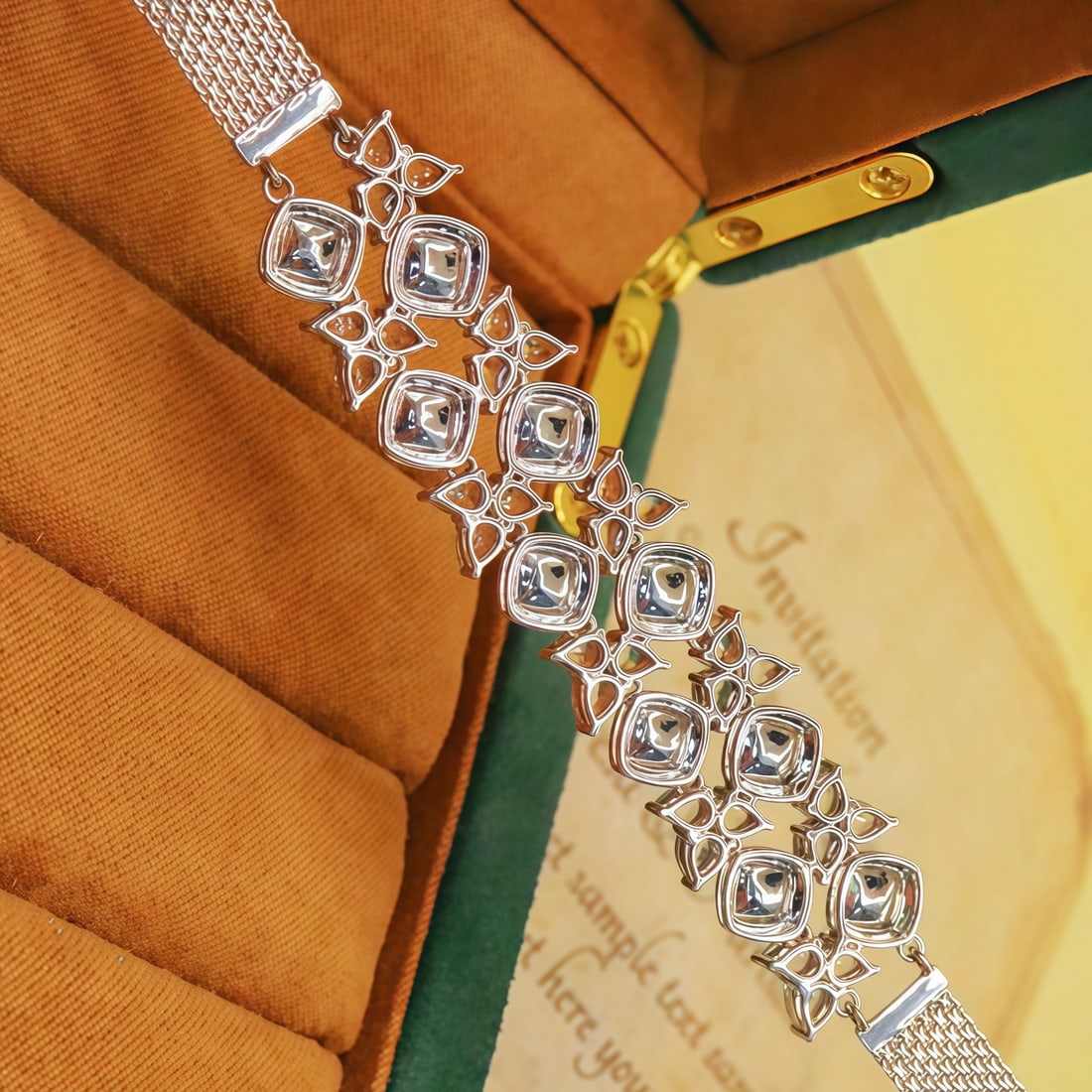 14k Gold 13.05 Ctw Vivid Green Natural Emerald & Sapphire Bracelet - 4