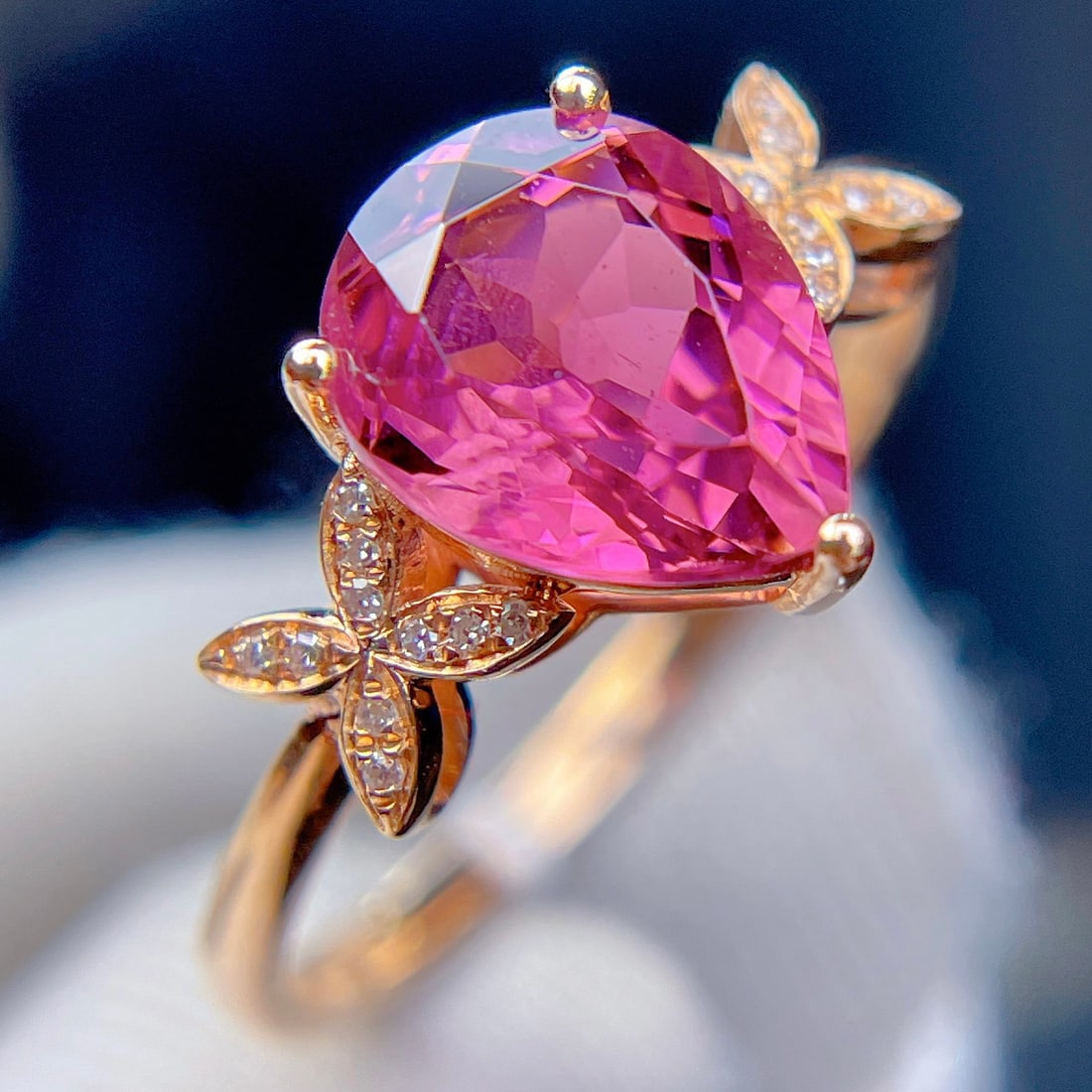 14k Gold 2.35 Ct Natural Tourmaline & Diamond Ring - 6