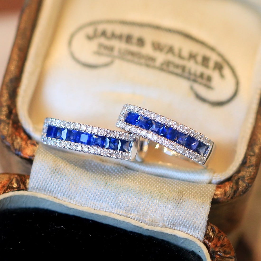 14k Gold 0.92 Ctw Natural Sapphire & Diamond Earrings - 2