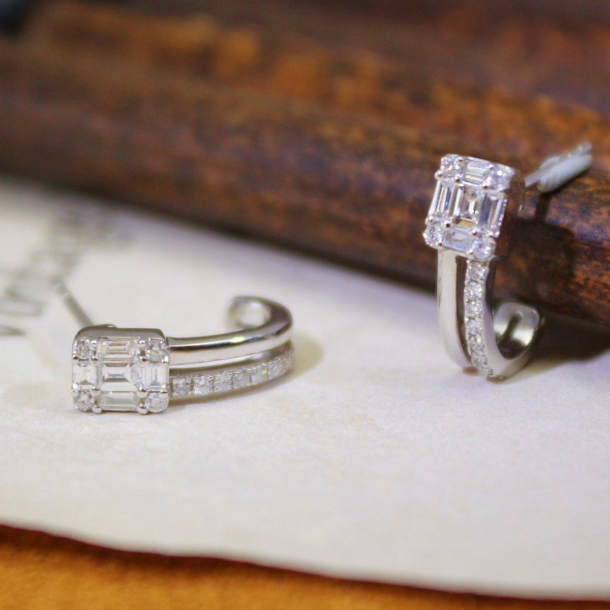 14k Gold 0.60 Ct Natural H Diamond Earrings - 2