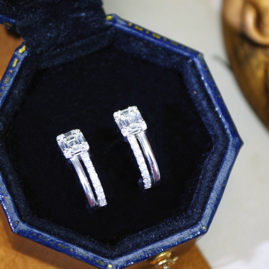 14k Gold 0.60 Ct Natural H Diamond Earrings - 3