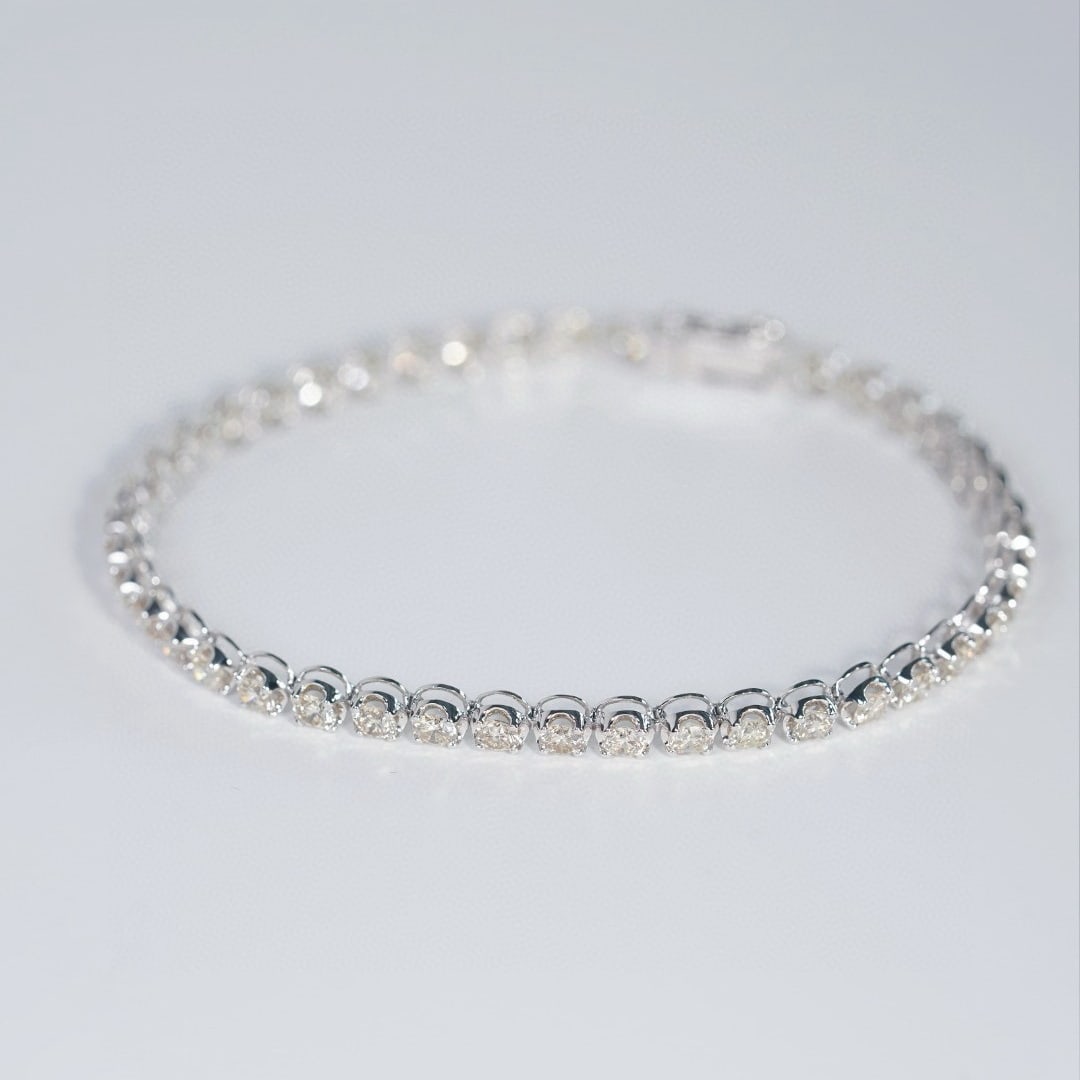 14k Gold 2.00 Ct Natural H Diamond Bracelet - 9