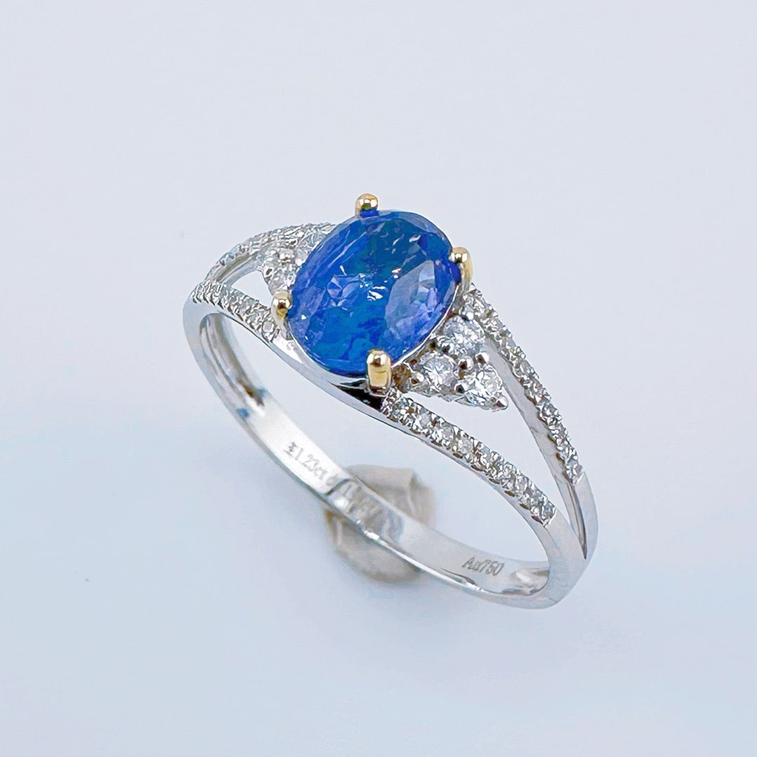 14k Gold 1.43 Ctw Natural Sapphire & Diamond Ring - 3