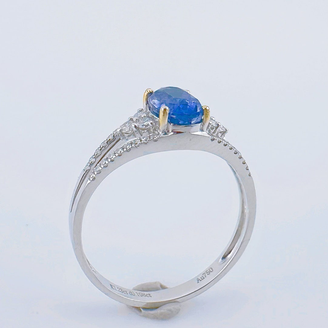 14k Gold 1.43 Ctw Natural Sapphire & Diamond Ring - 4