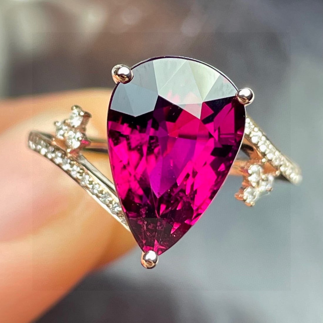 14k Gold 5.93 Ct Natural Tourmaline & Diamond Ring - 6