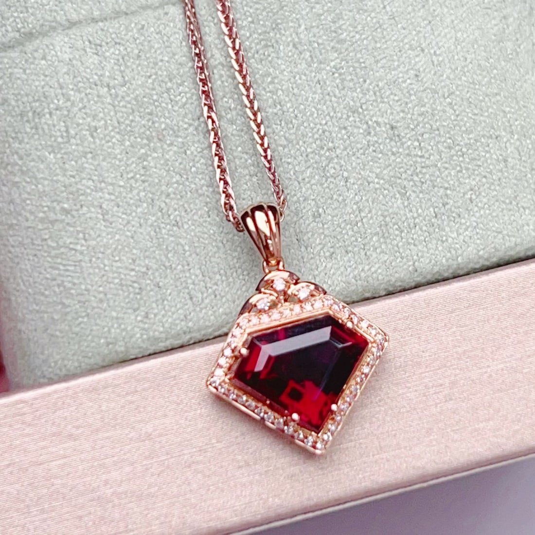 14k Gold 2.99 Ctw Natural Tourmaline & Diamond Pendant( Without Chain ) - 6
