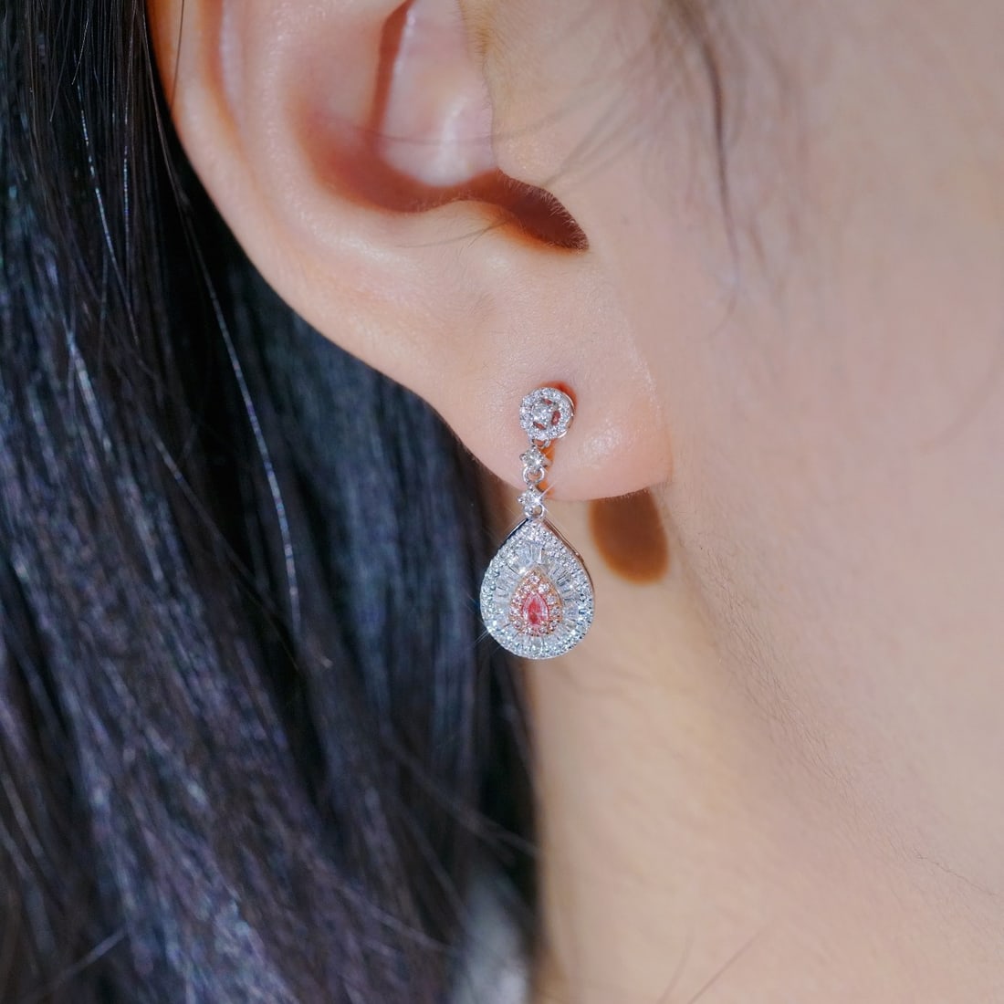 14k Gold 0.6 Ct Natural Color Diamond Earrings - 2