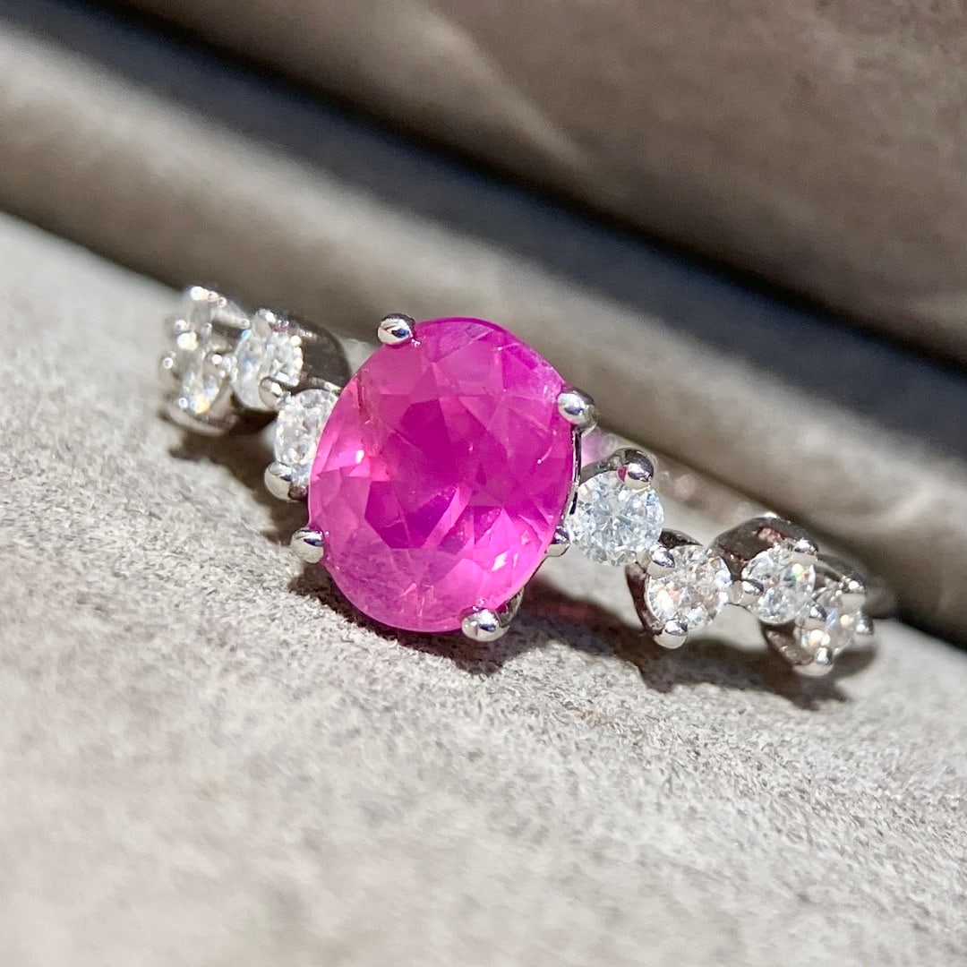 14k Gold 1.91 Ctw Natural Padparadscha Sapphire & Diamond Ring - 3