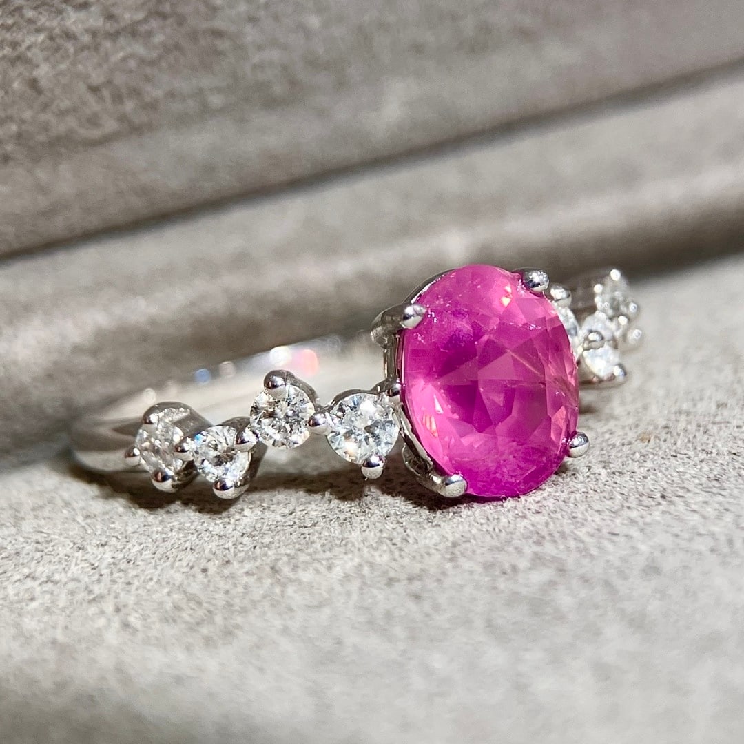 14k Gold 1.91 Ctw Natural Padparadscha Sapphire & Diamond Ring - 4