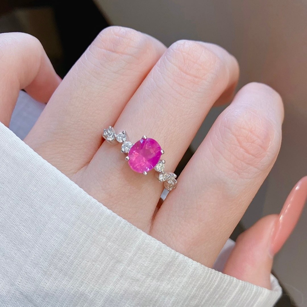 14k Gold 1.91 Ctw Natural Padparadscha Sapphire & Diamond Ring - 6