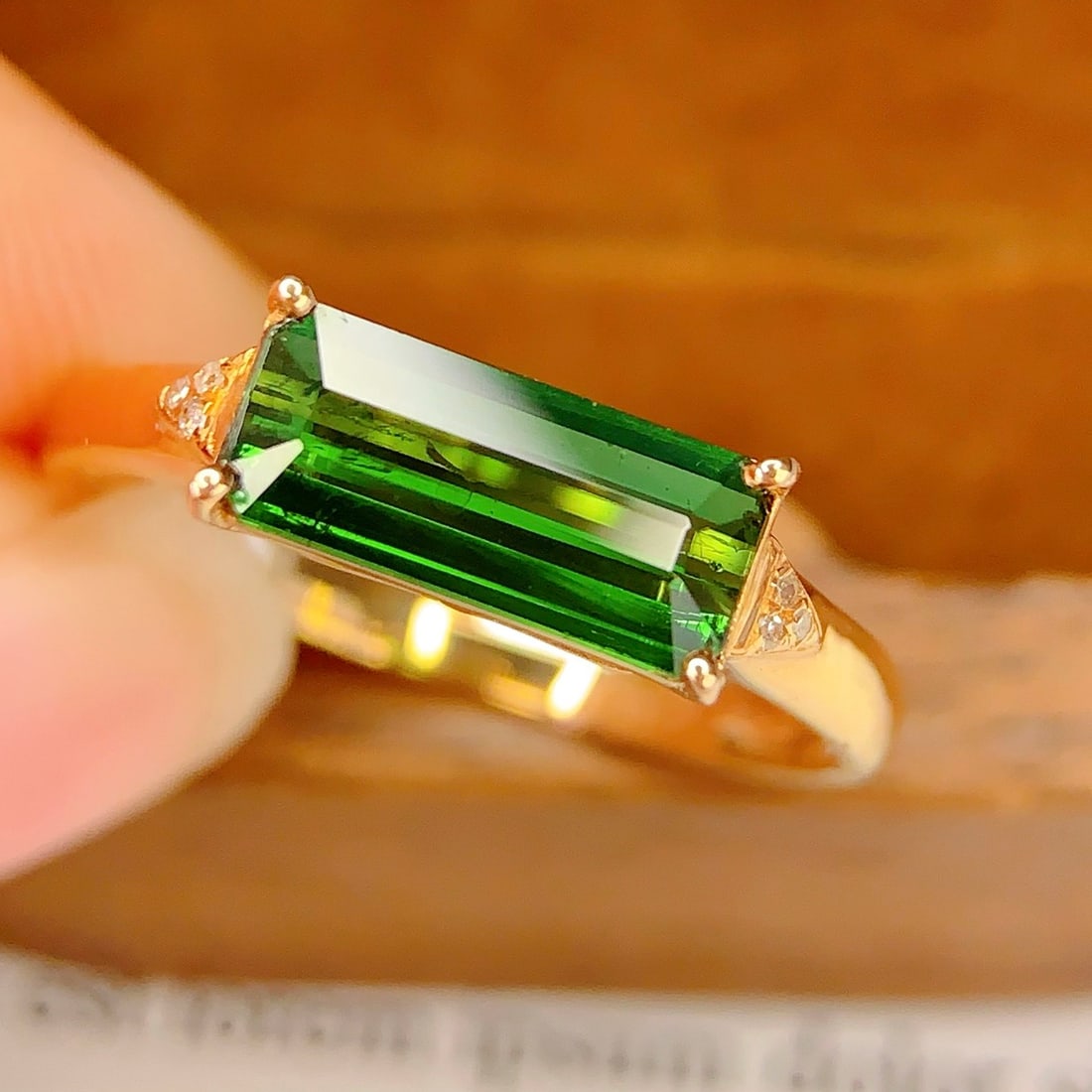 14k Gold 1.45 Ct Natural Tourmaline & Diamond Ring - 3