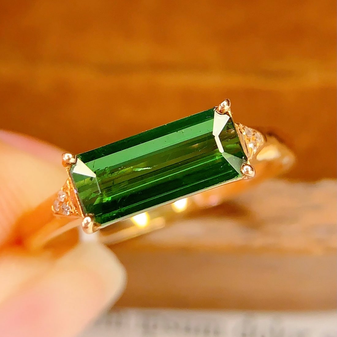 14k Gold 1.45 Ct Natural Tourmaline & Diamond Ring - 4