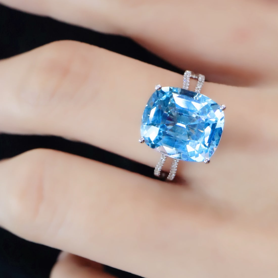 14k Gold 4.83 Ctw Natural Aquamarine & Diamond Ring - 5