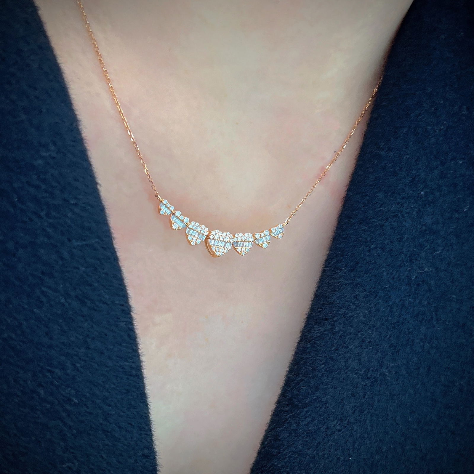 14k Gold 0.48 Ct Natural H Diamond Necklace - 4