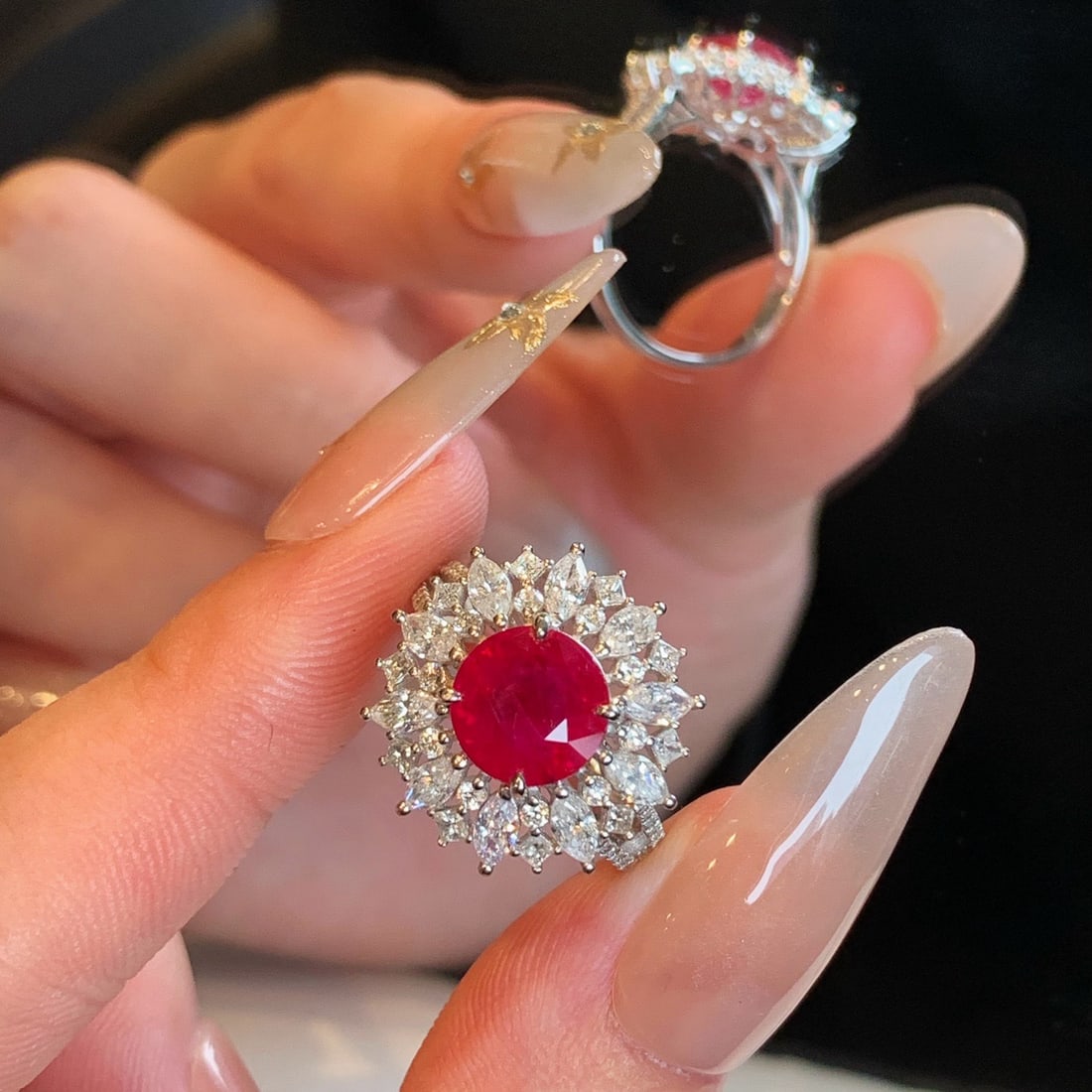 14k Gold 4.04 Ctw Natural Ruby & Diamond Ring - 7