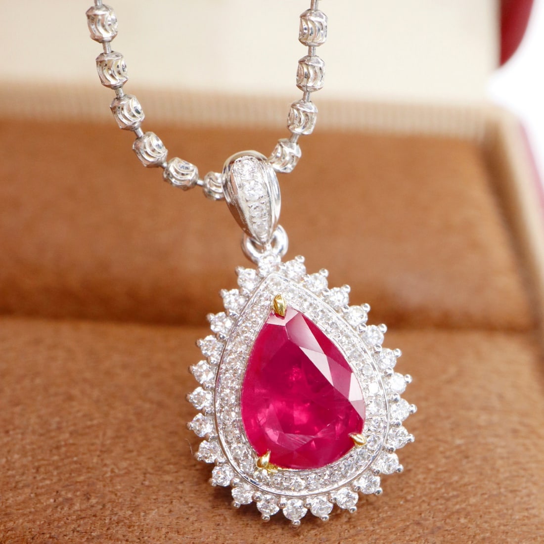 14k Gold 1.41 Ctw Natural Ruby & Diamond Pendant( Without Chain ) - 3