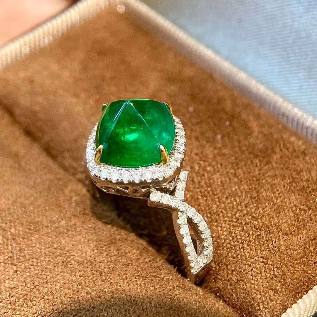 14k Gold 4.04 Ctw Vivid Green Natural Emerald & Diamond Ring - 4