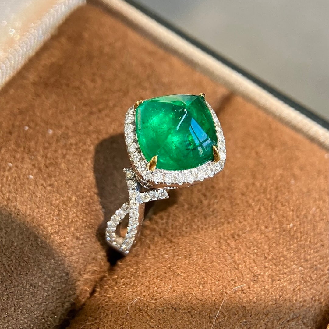 14k Gold 4.04 Ctw Vivid Green Natural Emerald & Diamond Ring - 5