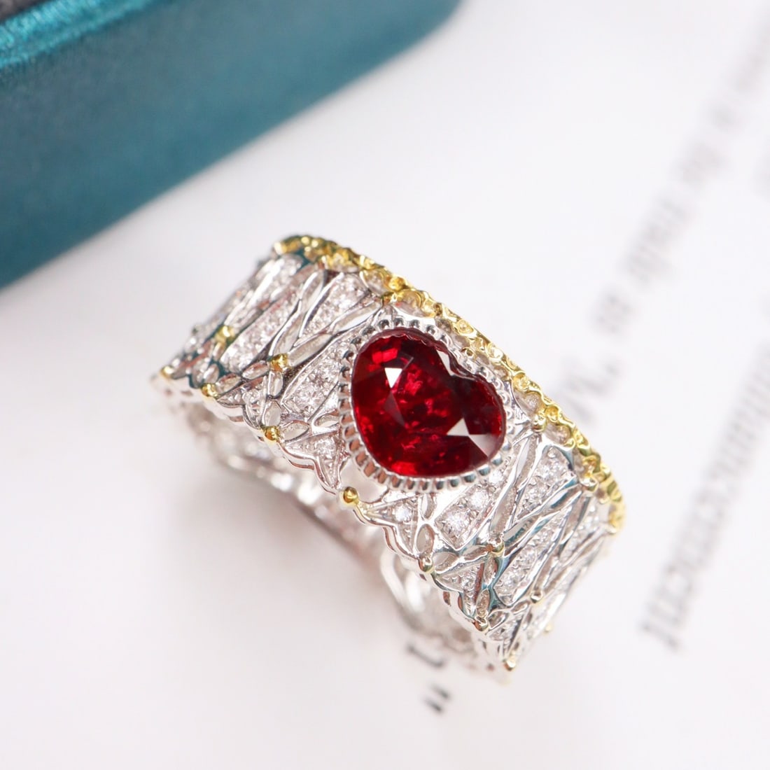 14k Gold 1.19 Ctw Natural Ruby & Diamond Ring - 4