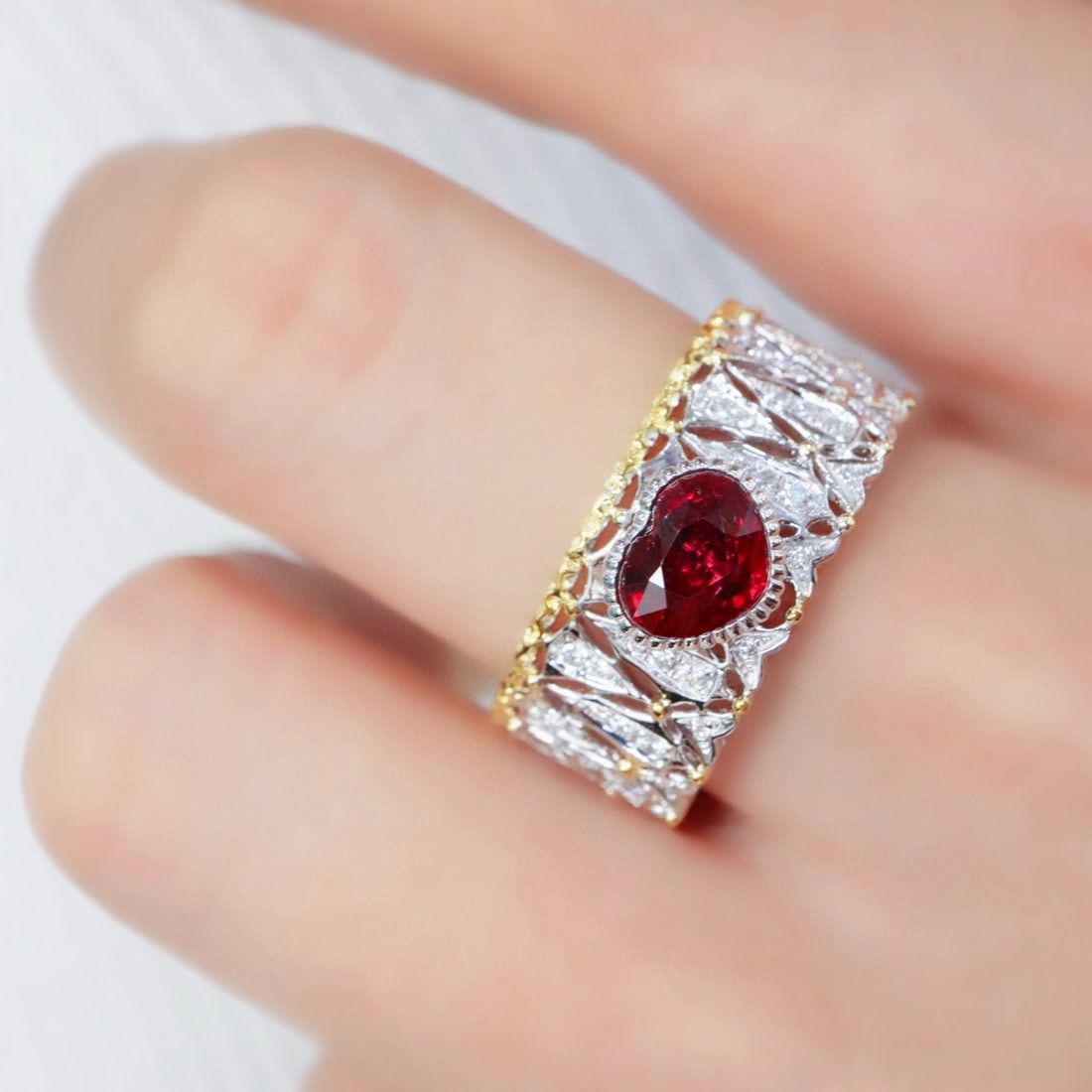 14k Gold 1.19 Ctw Natural Ruby & Diamond Ring - 5