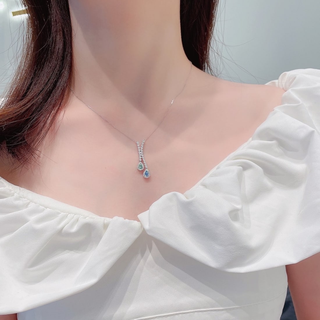 14k Gold 0.89 Ctw Natural Color Diamond & Diamond Necklace - 2