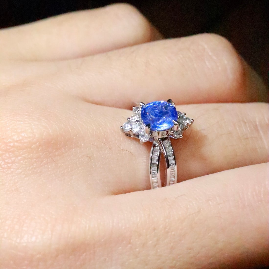 14k Gold 1.53 Ctw Natural Sapphire & Diamond Ring - 6