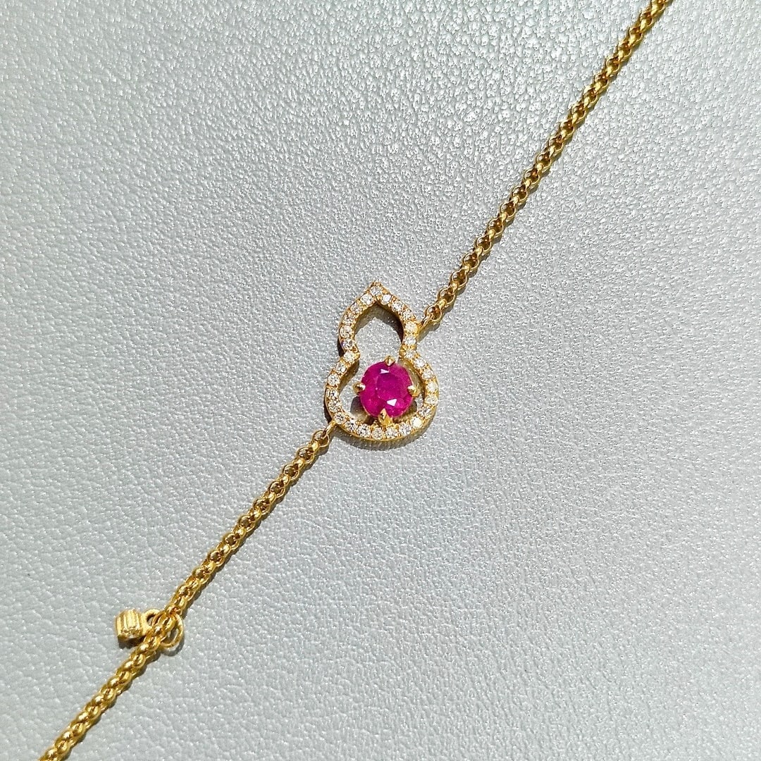 14k Gold 0.61 Ctw Natural Ruby & Diamond Bracelet - 3