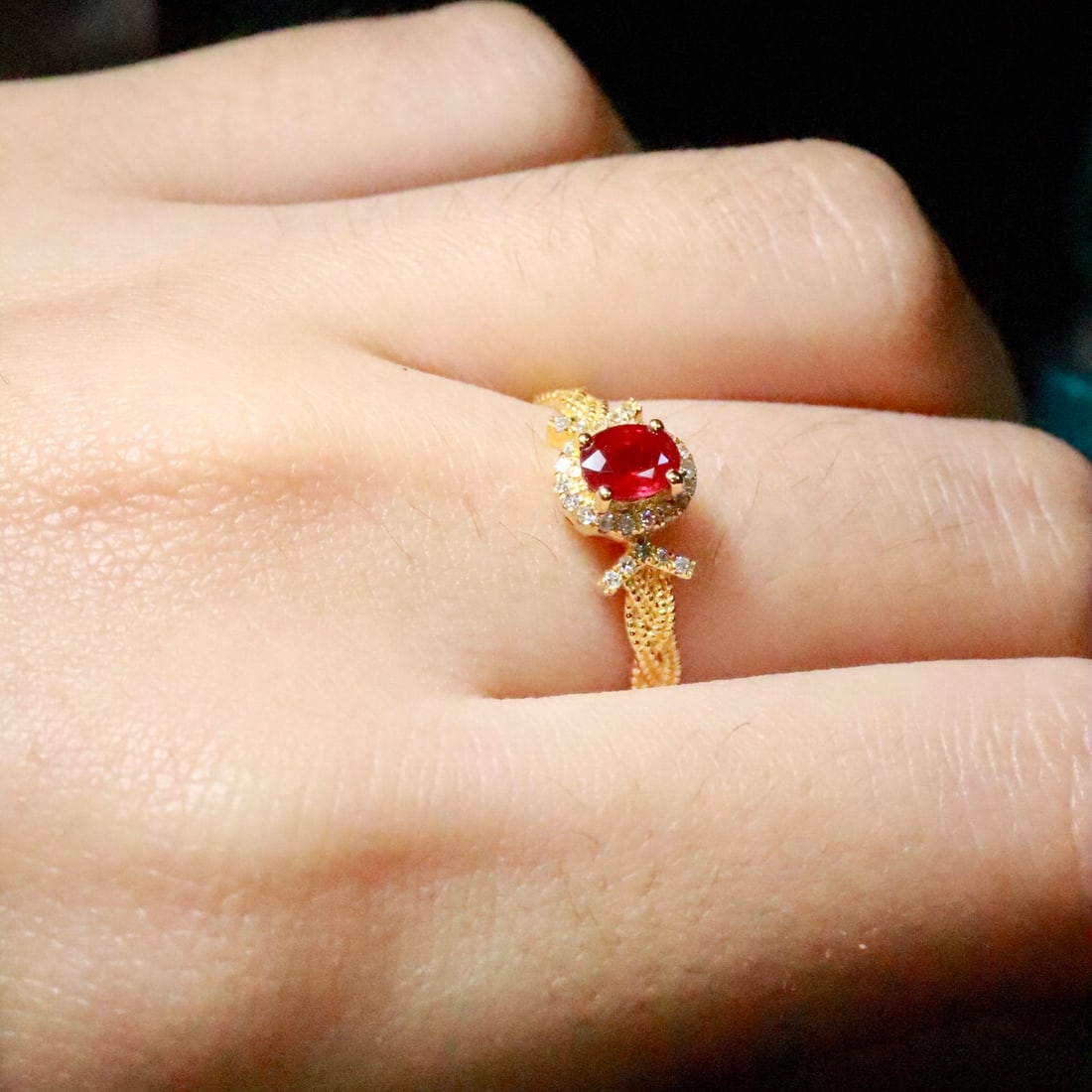 14k Gold 0.55 Ctw Natural Ruby & Diamond Ring - 4