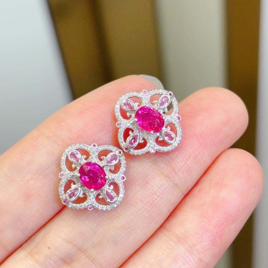 14k Gold 1.2 Ct Natural Tourmaline & Diamond Earrings - 4