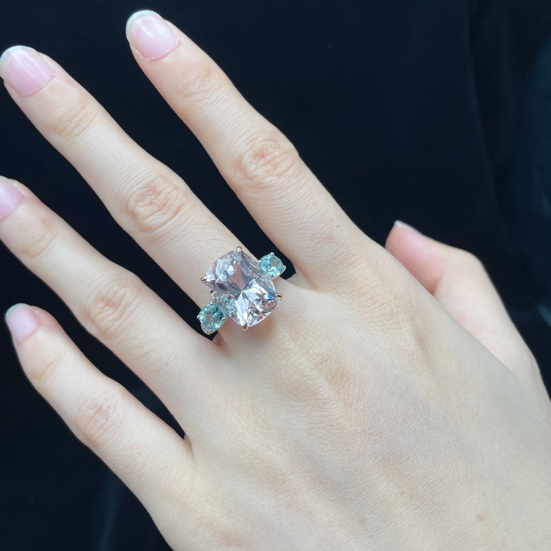 14k Gold 9.27 Ctw Natural Morganite & Beryl Ring - 6