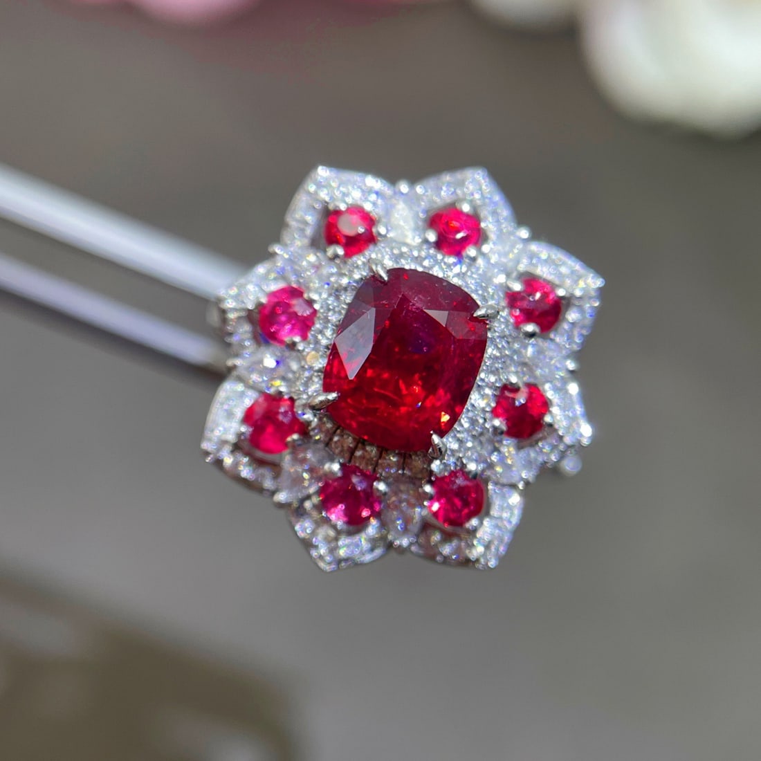 14k Gold 2.80 Ctw Natural Spinel & Diamond Ring/pendant( Without Chain ) - 3