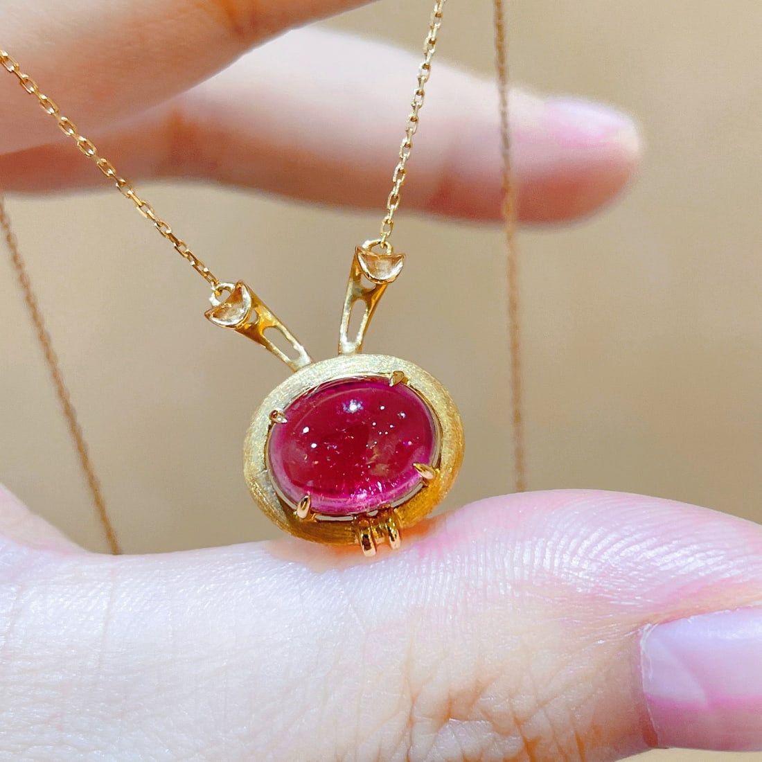 14k Gold 3.36 Ct Natural Tourmaline Necklace - 2