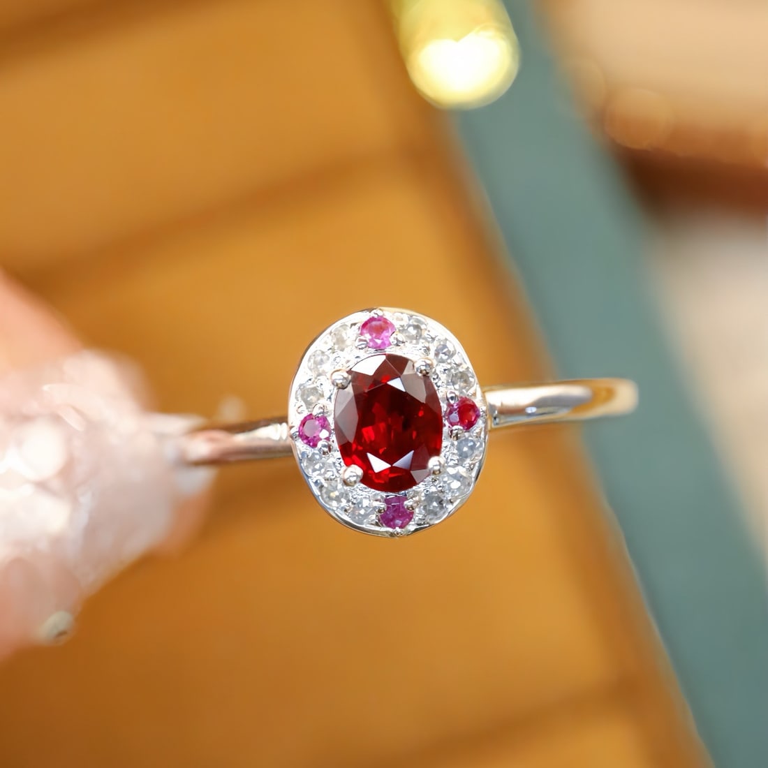 14k Gold 0.35 Ctw Natural Ruby & Ruby Ring: Ref:231110430 // gold content:14k gold // ring size:7. 25us // // main gemstone:ruby // shape:oval // carat weight:0. 3ct // color:red // treatment:natural // // adjacent gemstone 2 : ruby // shape:ro