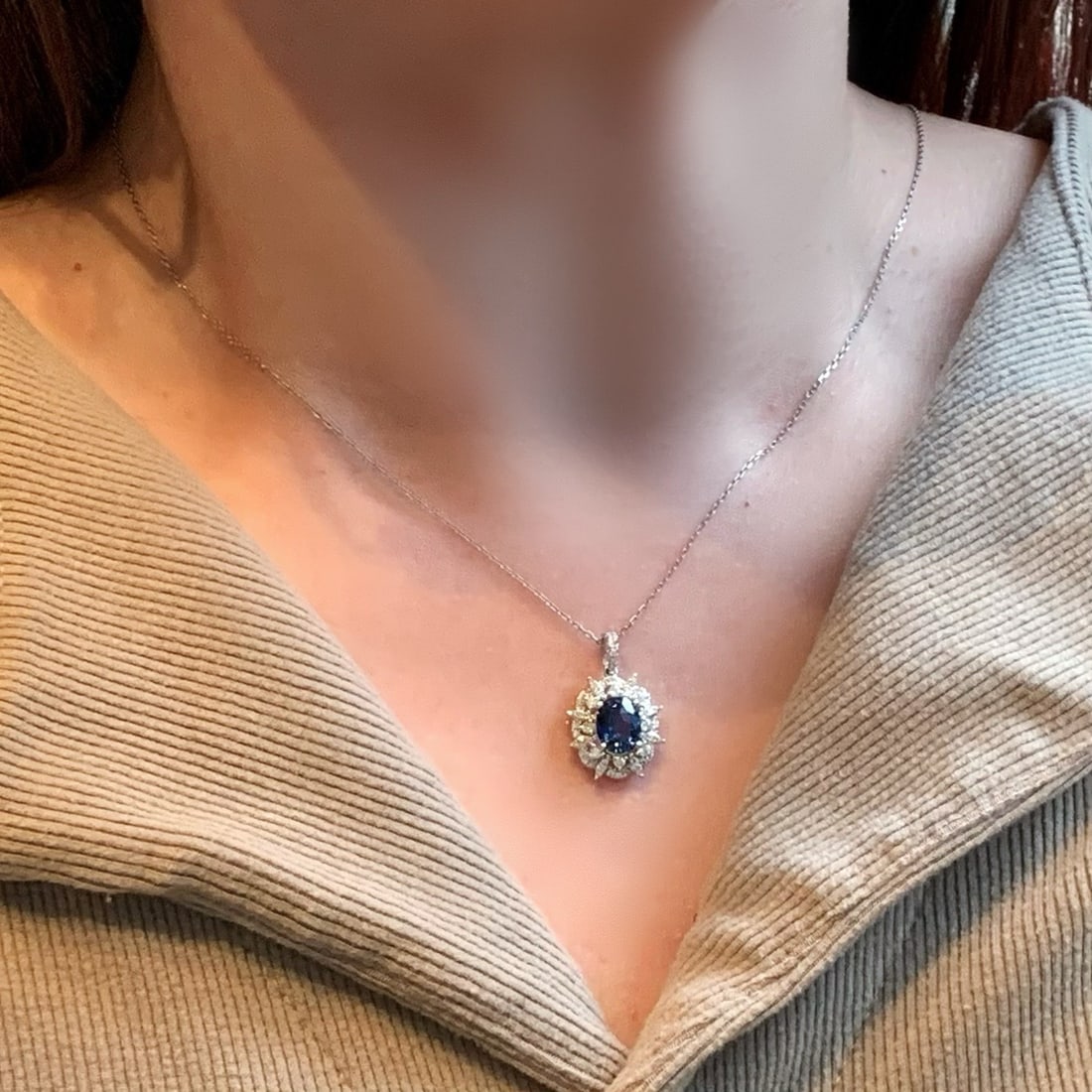 14k Gold 1.97 Ctw Natural Sapphire & Diamond Pendant( Without Chain ) - 3