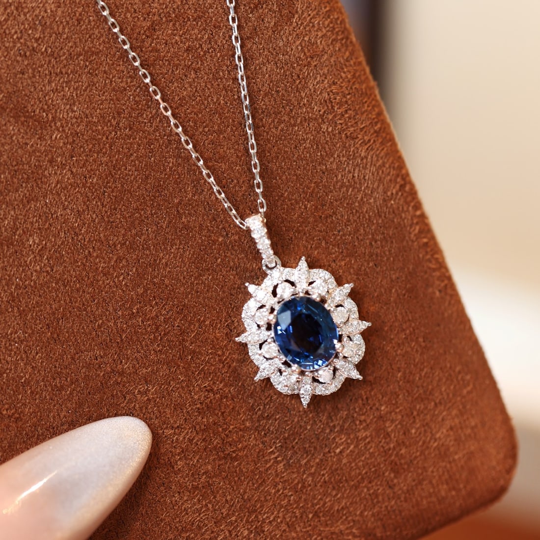 14k Gold 1.97 Ctw Natural Sapphire & Diamond Pendant( Without Chain ) - 6