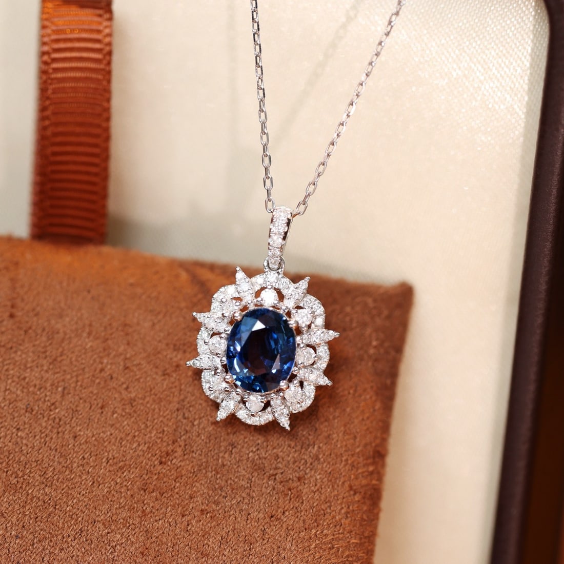 14k Gold 1.97 Ctw Natural Sapphire & Diamond Pendant( Without Chain ) - 7