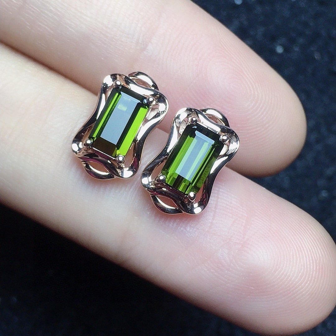 14k Gold 1.42 Ct Natural Tourmaline Earrings - 2