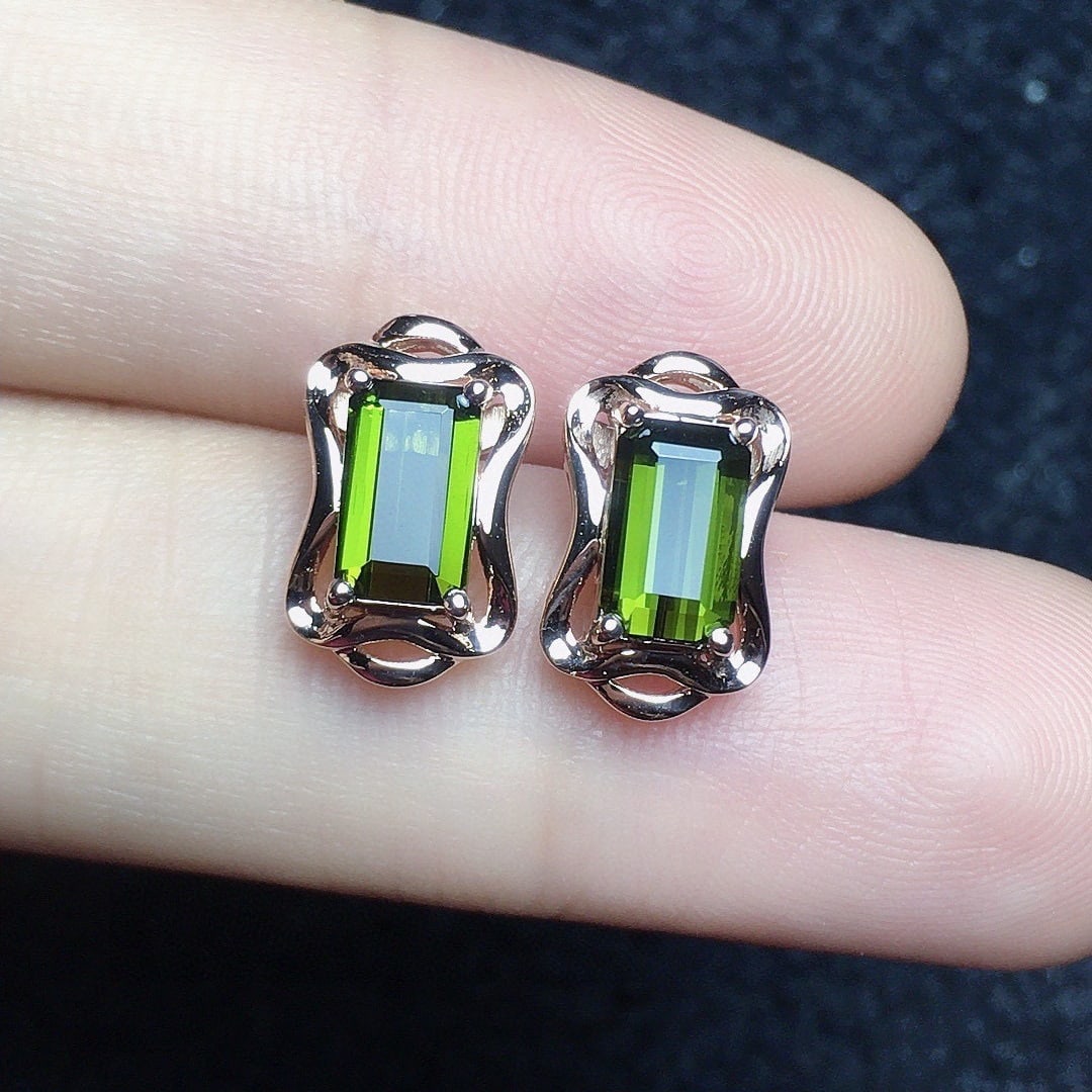 14k Gold 1.42 Ct Natural Tourmaline Earrings - 3