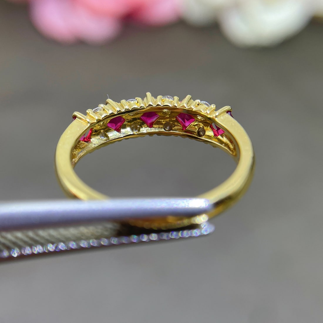 14k Gold 0.96 Ctw Natural Ruby & Diamond Ring - 5