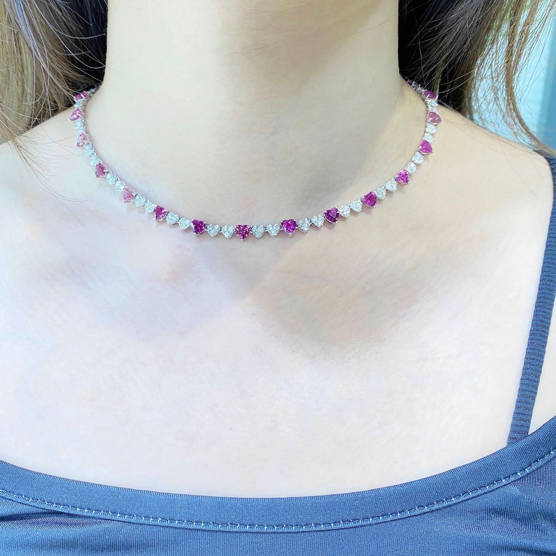 Express Shipping 18k Gold 13.00 Ctw Natural Tourmaline & Diamond Necklace - 4