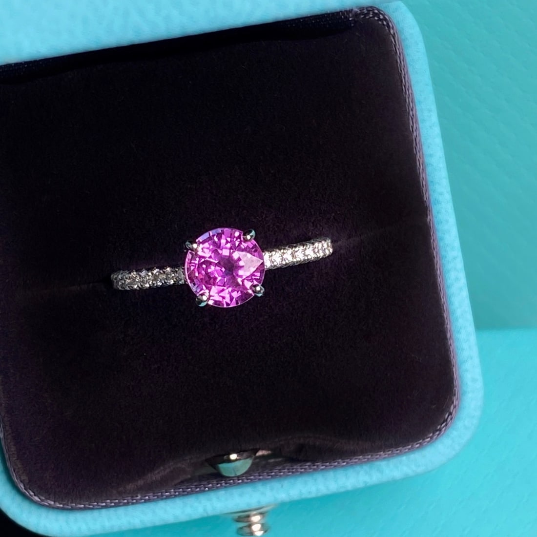 Express Shipping Aigs Certified Pt950 1.17 Ctw Natural Natural Sapphire & Diamond Ring - 2