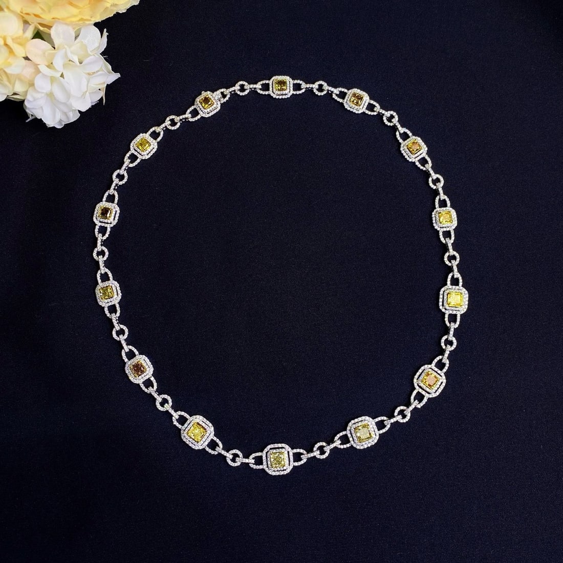 Express Shipping 18k Gold 17.36 Ctw Natural Yellow Diamond & Diamond Necklace (1 of 6)