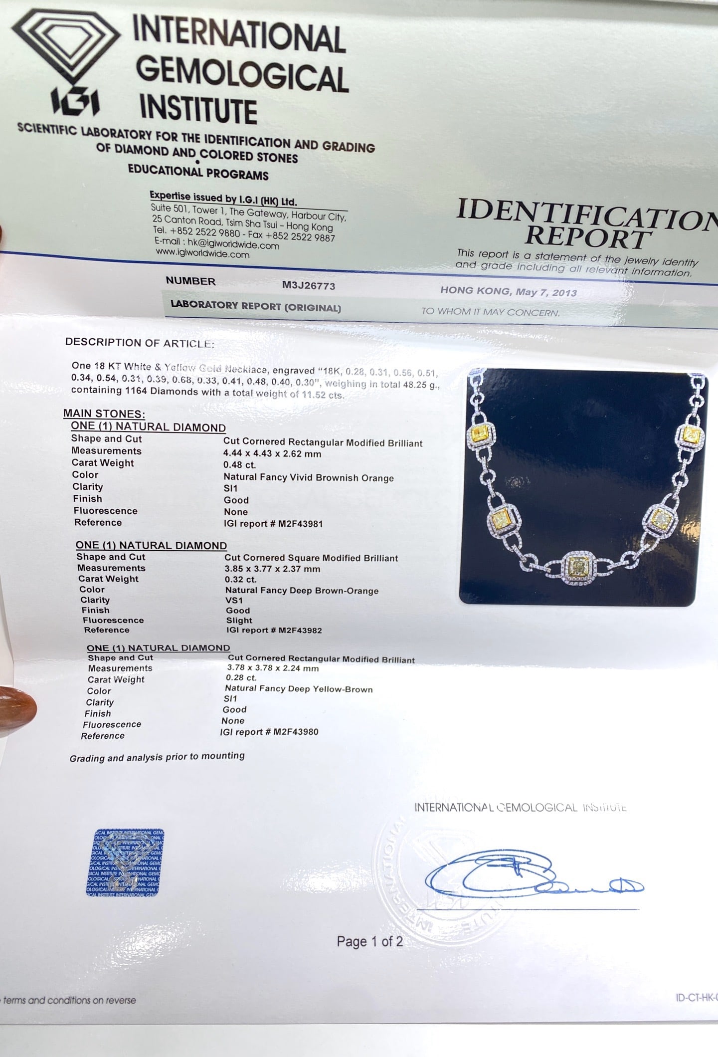 Express Shipping 18k Gold 17.36 Ctw Natural Yellow Diamond & Diamond Necklace - 6