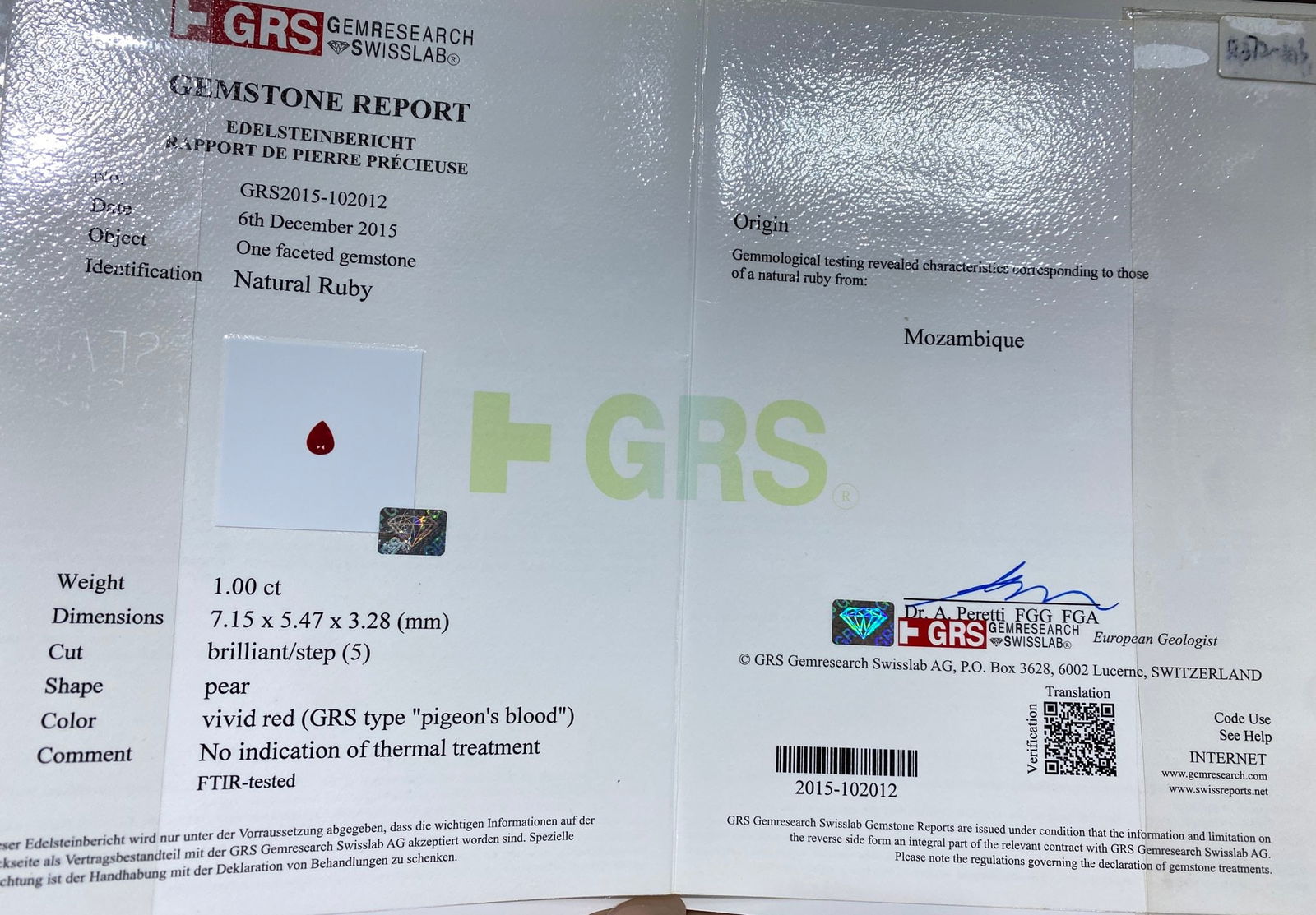 Express Shipping Grs(gemstone Reports) Certified Pt900 2.15 Ctw Natural Ruby & Diamond Ring - 5