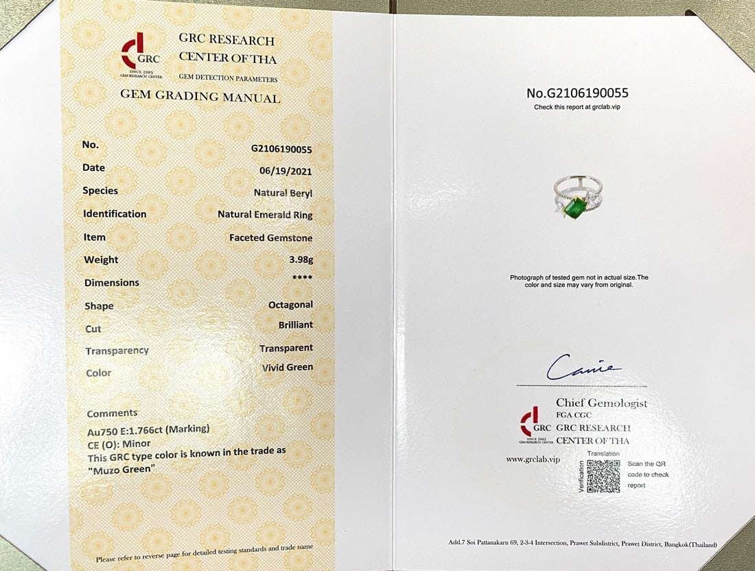 Express Shipping 18k Gold 2.35 Ctw Vivid Green Natural Emerald & Diamond Ring - 4