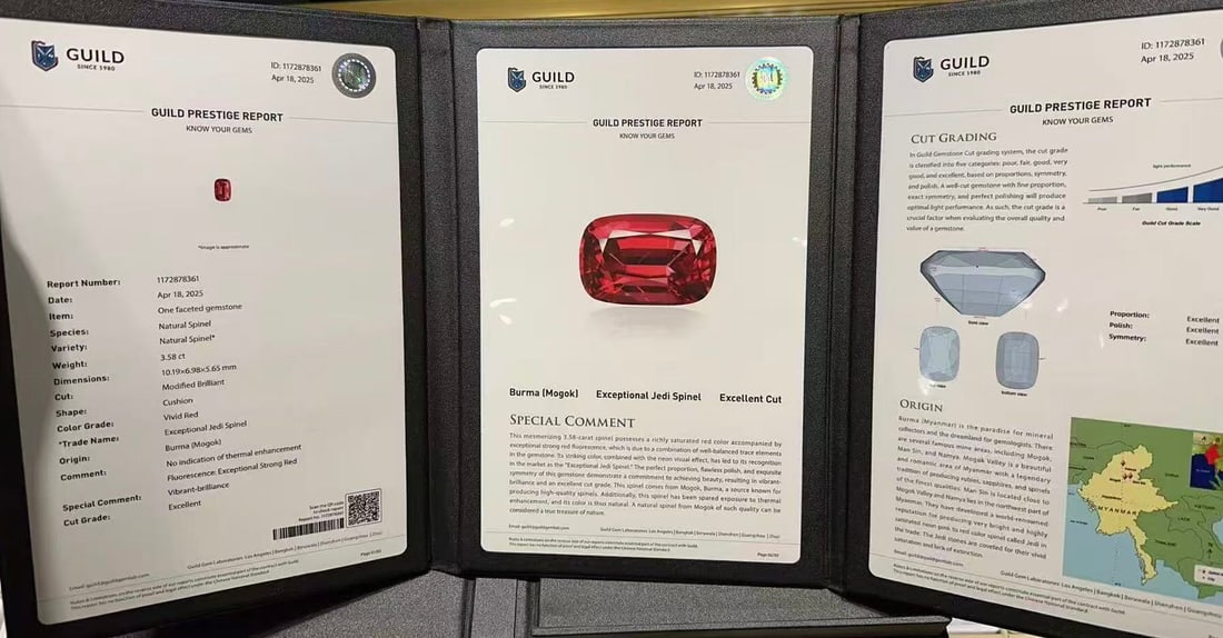 Express Shipping 18k Gold 6.32 Ctw Vivid Red Natural Spinel & Lab Grown Diamond Ring - 6